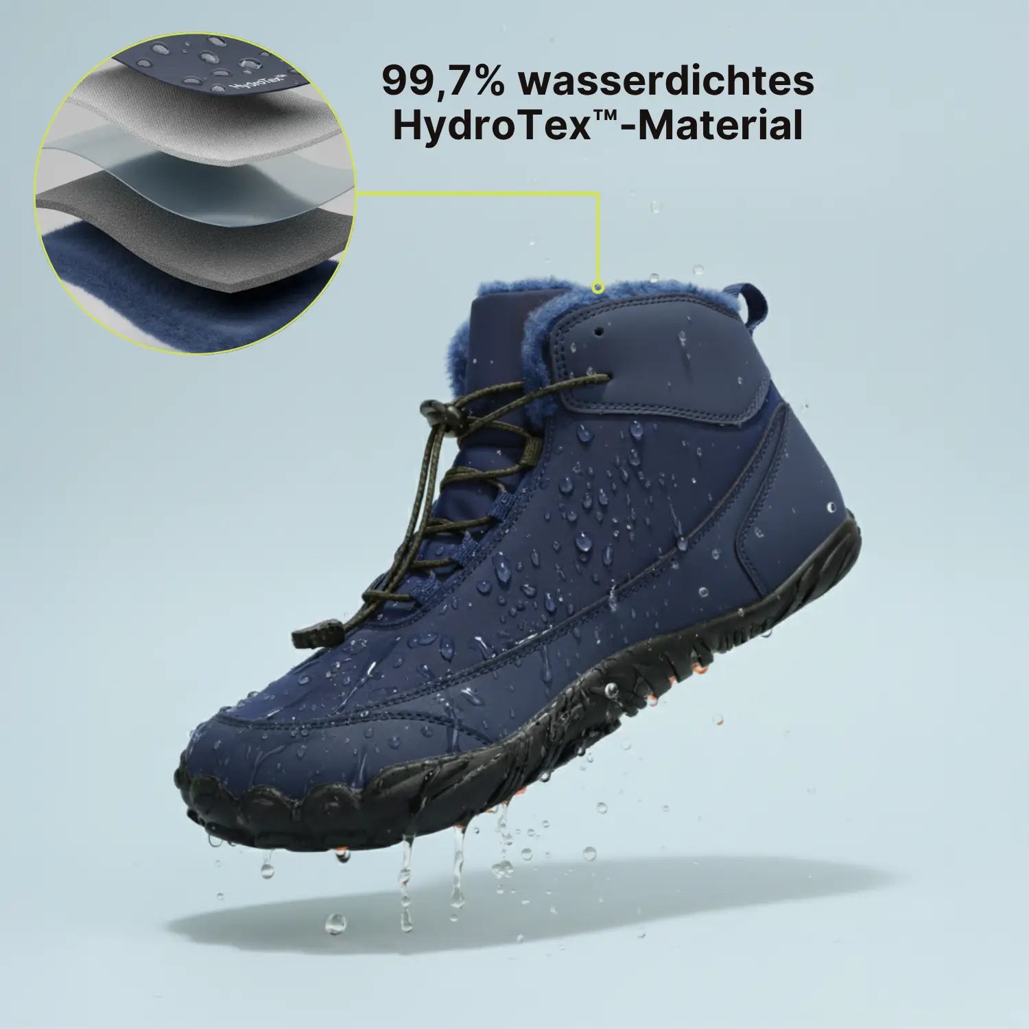 Polaris HydroTex™ – 99,7 % wasserdicht & rutschfest. Allwetter‑Barfußstiefel (Unisex)
