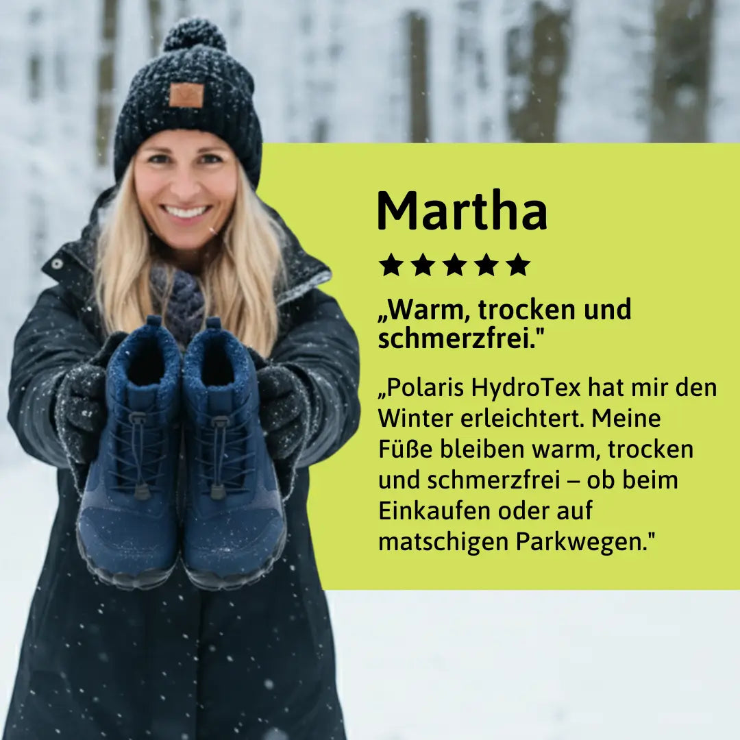 Polaris HydroTex™ – 99,7 % wasserdicht & schneefest. Winter‑Barfußschuhe mit warmem Fleecefutter (Unisex)