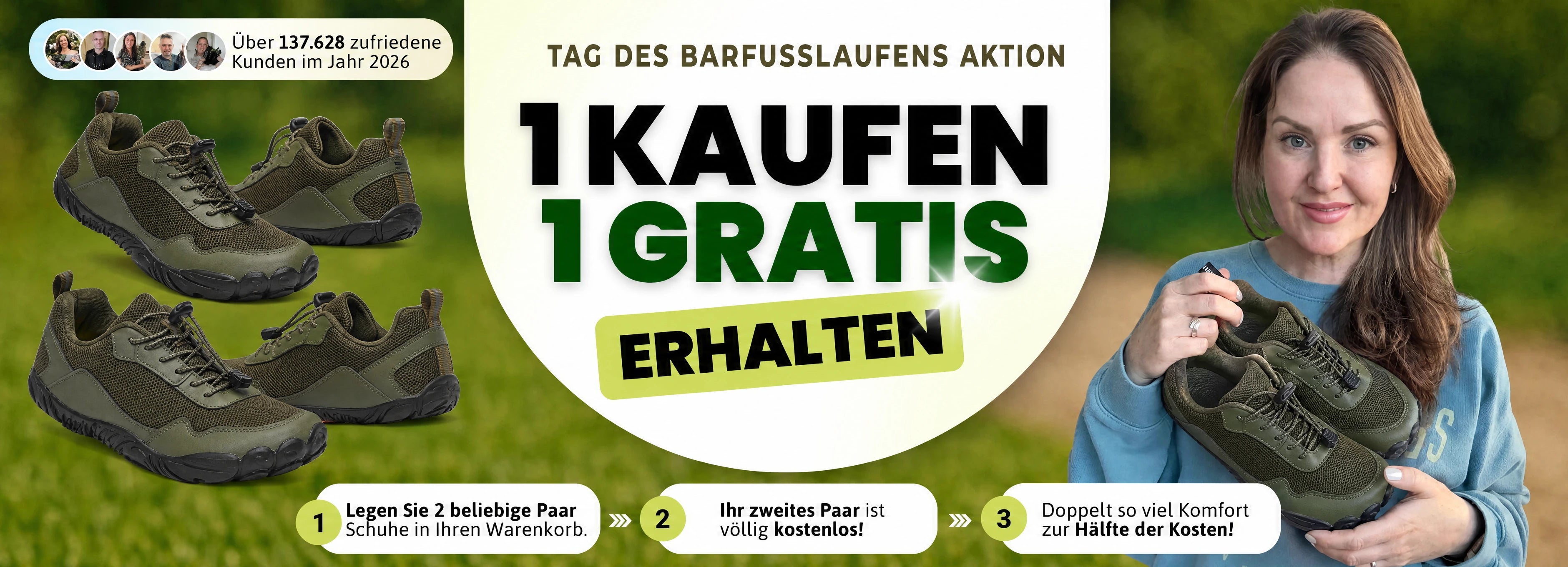 Feldluft Tag des Barfusslaufens Sale BOGO Desktop Banner