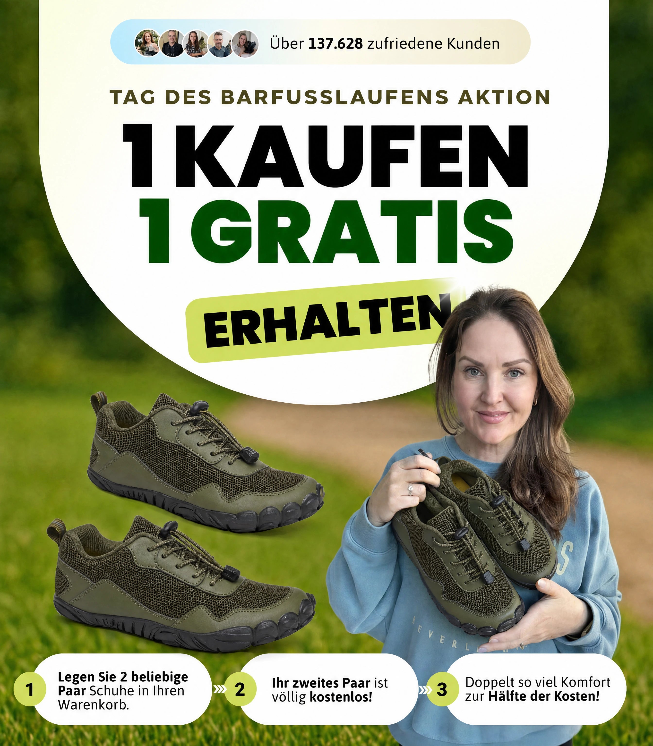Feldluft Tag des Barfusslaufens Sale BOGO Mobile Banner