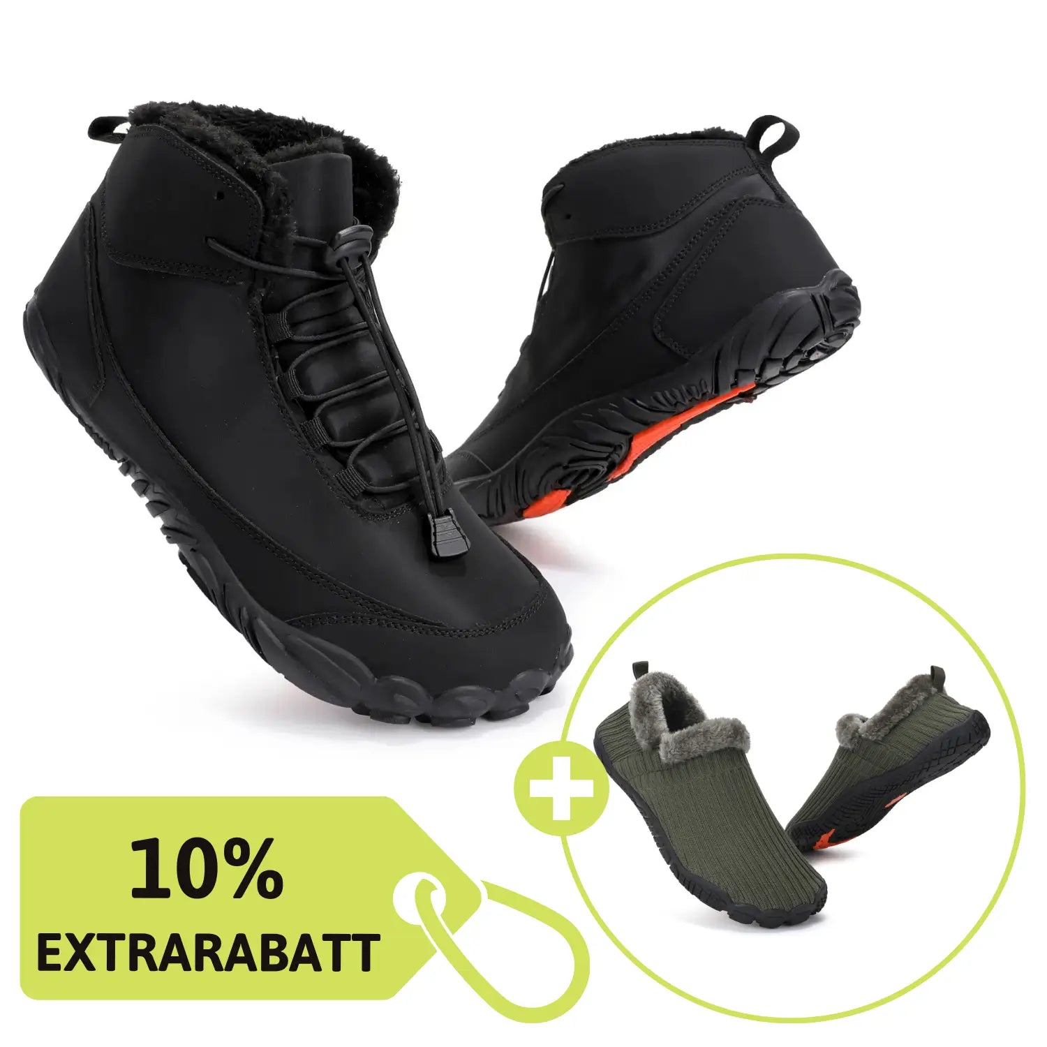 Polaris HydroTex™ & Hommies™ – 99,7 % wasserdicht & schneefest. Winter‑Barfußschuhe + Warme Barfuß-Hausschuhe mit Fleecefutter